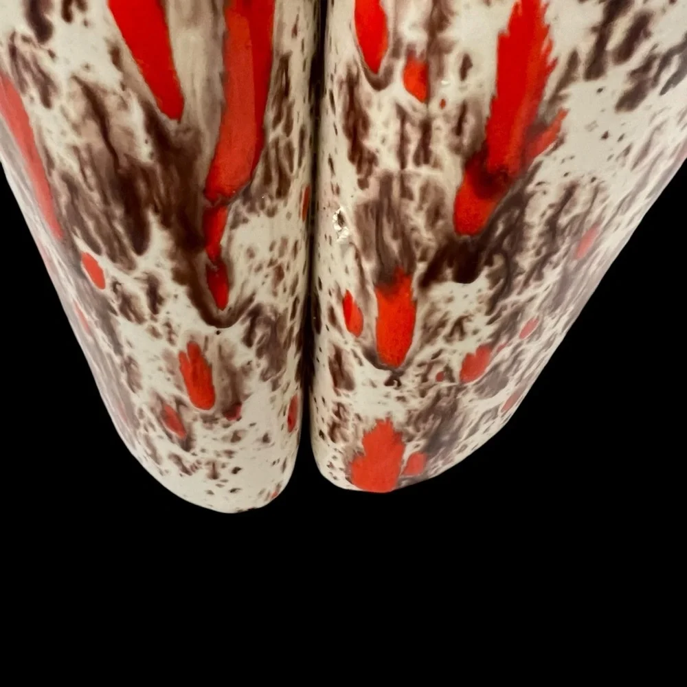 Vintage Ceramic Splatter Glaze Vase or Trinket Holder 1970’s 8” Tall